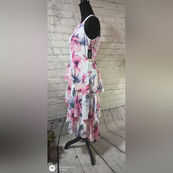 SL slvls O-Neck Neck Floral Silhouette WovenChiffon Tiered OverlayDress Blush - Picture 9 of 16